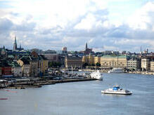 Blick auf das Stadtzentrum Stockholm's von der Insel Södermalm